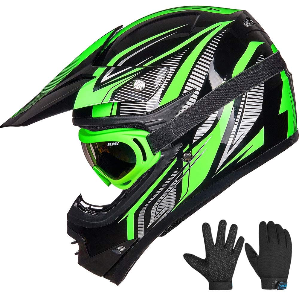 ILM Youth Kids ATV Motocross Helmet in green coler