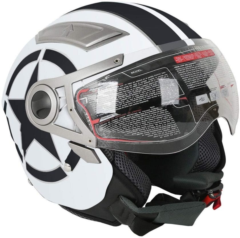 TCMC bike helmets white black dual visor motorcycle