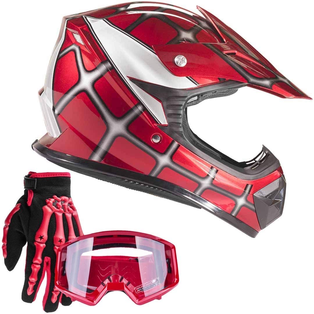 Typhoon Youth kids Helmet Offroad Gear Combo Gloves Goggles DOT Motocross Review