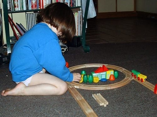 Wooden beads for a wooden train town