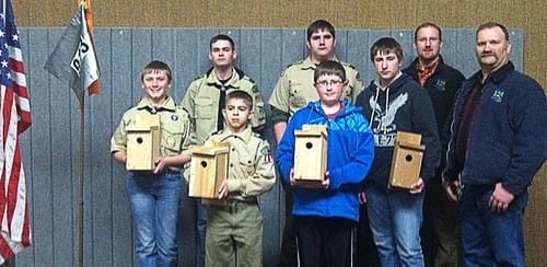 Scouts build bluebird nest boxes